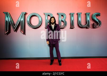 Londres, Royaume-Uni. 24th mars 2022. Jared Leto assiste à la trame de ventilateur britannique de MORBIUS jeudi, le 24 mars 2022 à l'Odeon Leicester Square Credit: Julie Edwards/Alay Live News Banque D'Images