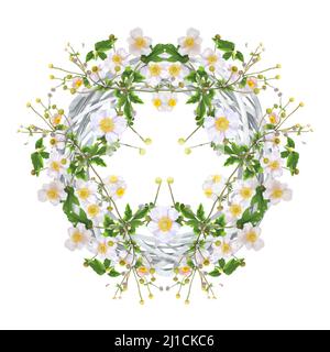 Couronne de printemps aquarelle. Couronne avec fleurs. Cadre fleuri Banque D'Images