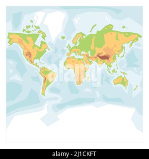 Carte physique simplifiée du monde Illustration de Vecteur