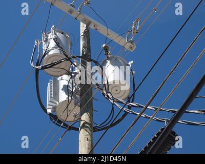 Mission de découverte sur le sentier University Crossing et vers le nord, cheminées, arbres et état des dégâts causés par la tornade Banque D'Images