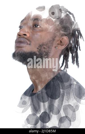 Peinture. Un portrait d'un homme afro-américain attrayant Banque D'Images