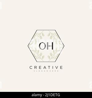 OH initiale lettre Flower logo Template Vector Premium Vector Illustration de Vecteur