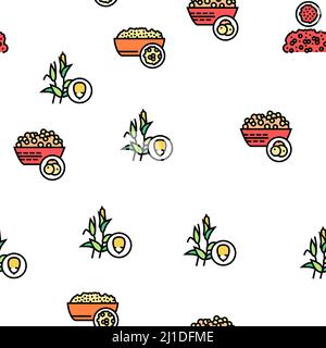 Groats Natural Food Vector Seamless Pattern Illustration de Vecteur