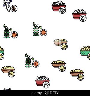 Groats Natural Food Vector Seamless Pattern Illustration de Vecteur