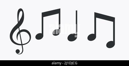 Icônes de notes musicales isolées sur blanc. L'illustration vectorielle se déplace Illustration de Vecteur