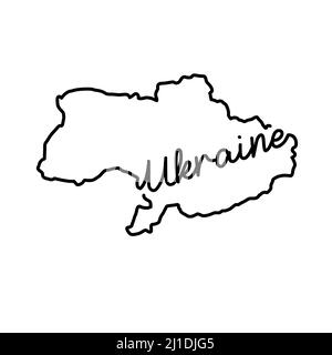 Ukraine carte avec le nom manuscrit du pays. Dessin de ligne continue de signe de maison patriotique. Un amour pour une petite patrie. Idée de l'imprimé t-shirt Illustration de Vecteur