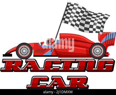 Logo de voiture de course avec une voiture de course sur fond blanc Illustration de Vecteur