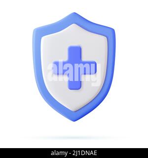 Concept de soins de santé. Icône de bouclier 3D. Illustration de Vecteur