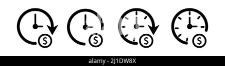 Ensemble d'icônes dollar Time. Icône vectorielle abstraite sur le blanc, Illustration isolée pour la conception graphique et web. Symbole plat simple. Illustration de Vecteur