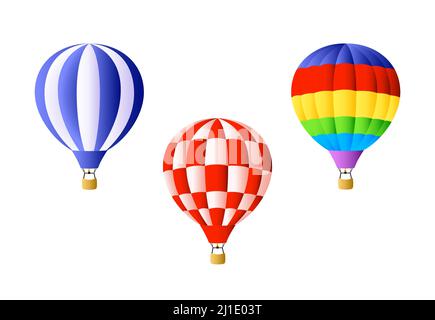 Ensemble de ballons à air chaud. Ballons d'air chaud colorés et lumineux sur fond blanc. Peut être utilisé pour des sujets comme la liberté, les vacances, le festival Illustration de Vecteur