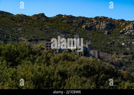 Le monastère médiéval de Sant Pere de Rodes, près de El Port de la Selva en Catalogne, Espagne. Banque D'Images