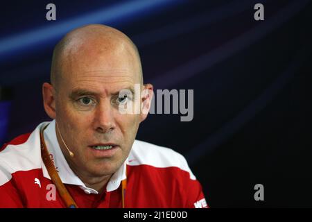 29.07.2016 - Jock Clear (GBR) Ferrari Directeur de l'ingénierie à la conférence de presse de la FIA. Banque D'Images