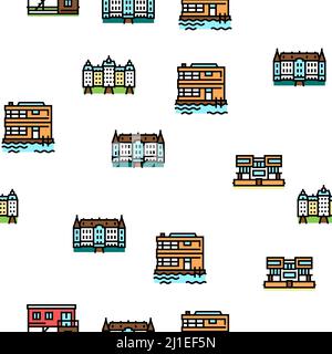 Structures de maison Vector Seamless Pattern Illustration de Vecteur