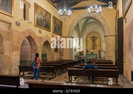 L'église gothique-mudejar, le monastère de la Rabida, Palos de la Frontera, province de Huelva, Andalousie, sud de l'Espagne. Le monastère a été fondé en 1261. Banque D'Images