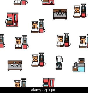 Equipement du café-restaurant, motif vectoriel sans couture Illustration de Vecteur