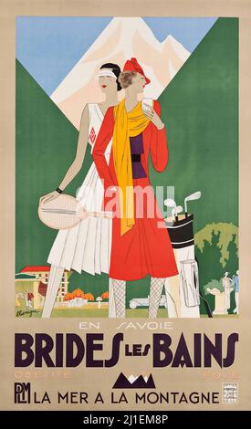 Affiche de voyage vintage - MARIÉES LES BAINS, PLM de LEON BENIGNI (1892-1948), 1929 Paris. Banque D'Images