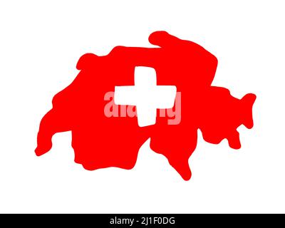 Carte de la Suisse avec couleurs de drapeau national. Jolie carte simple dessinée à la main. Illustration de Vecteur