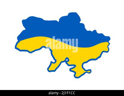 Carte de l'Ukraine avec couleurs de drapeau national. Jolie carte simple dessinée à la main. Illustration de Vecteur