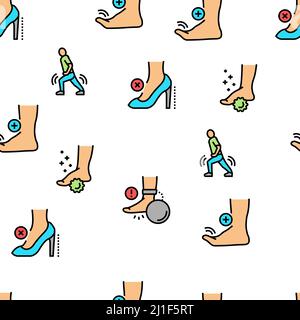 Flat Feet Disease Vector Seamless Pattern Illustration de Vecteur