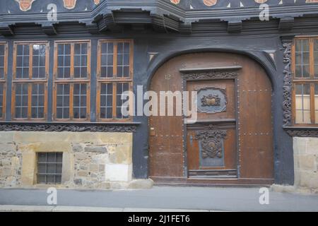 Porte d'entrée au Siemenshaus à Goslar, Basse-Saxe, Allemagne Banque D'Images