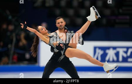 Stade Sud de France, Montpellier, France. 25th mars 2022. Lilah Fear et Lewis Gibson du Royaume-Uni pendant paires danse sur glace, Championnat du monde de patinage artistique au Sud de France Arena, Montpellier, France. Kim Price/CSM/Alamy Live News Banque D'Images