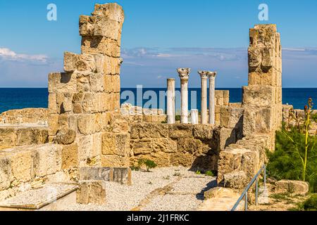 Ruines de salamis à Yeni Boğaziçi, République turque de Chypre-Nord (TRNC) Banque D'Images