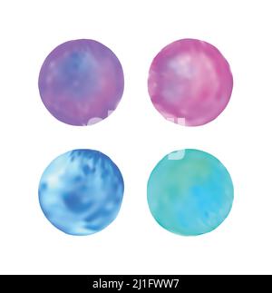 Jeu de points colorés vectoriels en aquarelle. Cercle coloré peint à la main Illustration de Vecteur