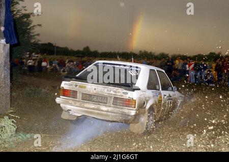 Mauro Pregliasco (ITA) Massimiliano Max Sghedoni (ITA) Ford Escort RS 1600i GRA Ford Italia Repetto Tuning Banque D'Images