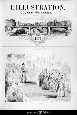 Page d'accueil - extrait de 'l'Illustration Journal universel' - Magazine illustré en français - 1843 Banque D'Images