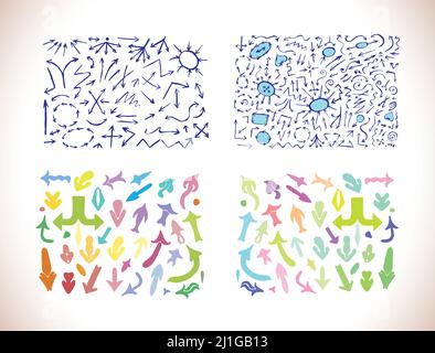 Jeu d'icônes de flèche. Icône Web couleur du signe sur fond blanc. Illustration de Vecteur