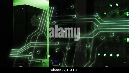 Illustration du traitement des données sur la carte électronique de l'ordinateur Banque D'Images