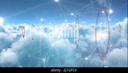 Illustration de l'analyse de l'oscilloscope et du réseau de connexions sur les nuages Banque D'Images