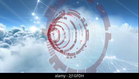 Illustration de l'analyse de l'oscilloscope et du réseau de connexions sur les nuages Banque D'Images