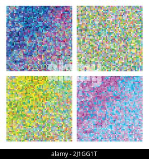 Ensemble d'arrière-plan abstrait. Mosaïque avec pixels lumineux Illustration de Vecteur