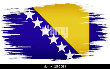 Pinceau coloré dessiné à la main peint drapeau national de Bosnie-Herzégovine. Modèle pour bannière, carte, publicité, publicité TV, publicité Banque D'Images