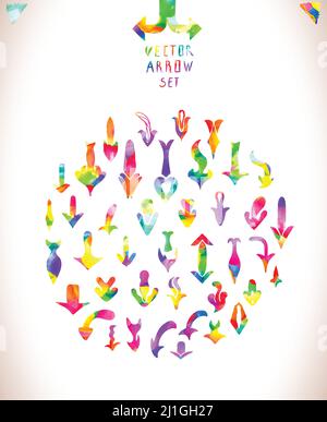Ensemble vectoriel de flèches de aquarelle dessinées à la main Illustration de Vecteur