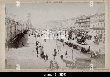 Photo du 19th siècle de la perspective Nevsky à Saint-Pétersbourg. Empire russe. J. Daziaro, c. 1880-c. 1900 Banque D'Images