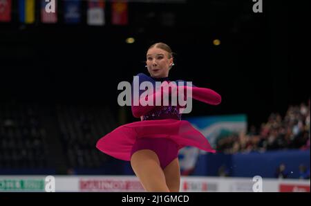 Stade Sud de France, Montpellier, France. 25th mars 2022. Lindsay Van Zundert des pays-Bas lors de la finale Womens, Championnat du monde de patinage artistique au Sud de France Arena, Montpellier, France. Kim Price/CSM/Alamy Live News Banque D'Images