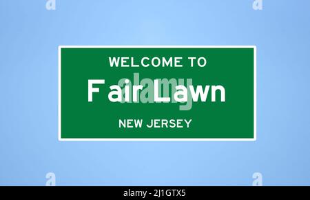 Fair Lawn, panneau de limite de la ville du New Jersey. Signe de la ville depuis les États-Unis. Banque D'Images