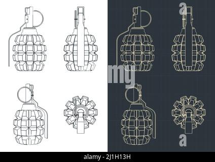 Illustration vectorielle stylisée de bleus de grenade à main Illustration de Vecteur