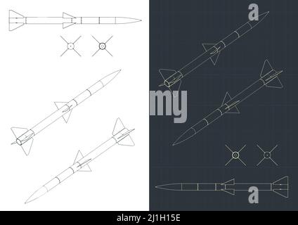 Illustration vectorielle stylisée de plans de missile Illustration de Vecteur