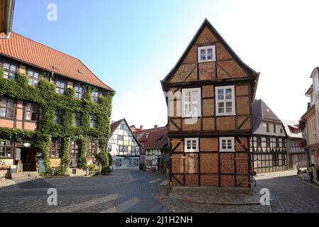 Maison à colombages à Finkenherd à Quedlinburg, Saxe-Anhalt, Allemagne Banque D'Images