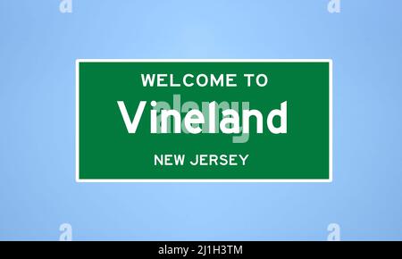 Vineland, New Jersey, symbole de limite de la ville. Signe de la ville depuis les États-Unis. Banque D'Images