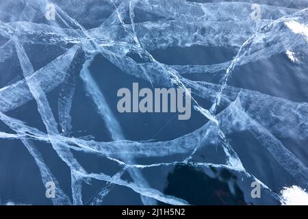 Magnifique motif de glace sur le lac Baikal Banque D'Images