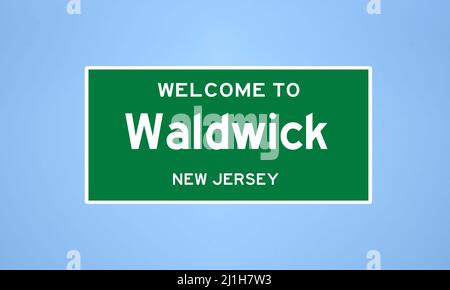 Waldwick, New Jersey, symbole de limite de la ville. Signe de la ville depuis les États-Unis. Banque D'Images