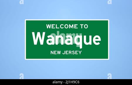 Wanaque, New Jersey, symbole de limite de la ville. Signe de la ville depuis les États-Unis. Banque D'Images