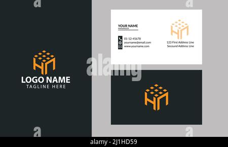 Logo en forme de lettre HN cube. Propriété et construction HN logo design pour l'entreprise signe avec Creative moderne tendance avec un minimum de carte de visite Illustration de Vecteur