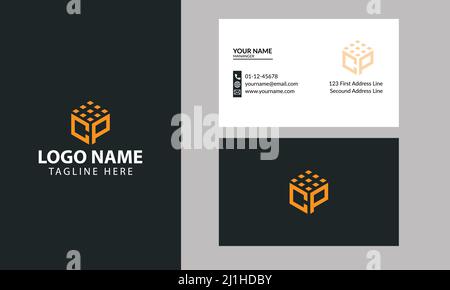 Logo lettre CP cube. Propriété et construction CP logo design pour les affaires signe d'entreprise avec Creative moderne branché avec une carte de visite minimale Illustration de Vecteur