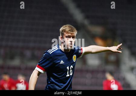 Tynecastle Park, Édimbourg. Écosse Royaume-Uni. Vendredi 25 mars 22 qualifications de championnat des moins de 21 ans de l'UEFA Ecosse contre Turquie Connor Barron en Écosse crédit: eric mccowat/Alamy Live News Banque D'Images