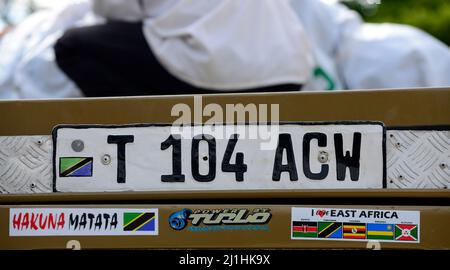 Une plaque d'immatriculation tanzanienne. Banque D'Images